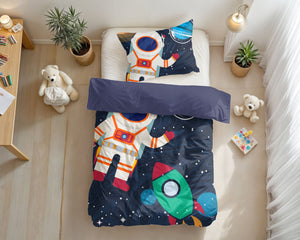 Bettbezug - Space man 2 Blau 140 x 200/220