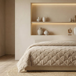 Bettdecke Ohne Bezug - Chenille Velvet Emboss - Taupe