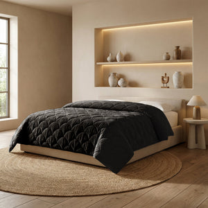Bettdecke Ohne Bezug - Chenille Velvet Emboss - Schwarz