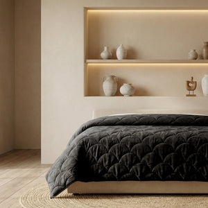 Bettdecke Ohne Bezug - Chenille Velvet Emboss - Schwarz