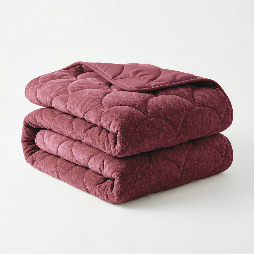 Bettdecke Ohne Bezug - Chenille Velvet Emboss - Burgundy