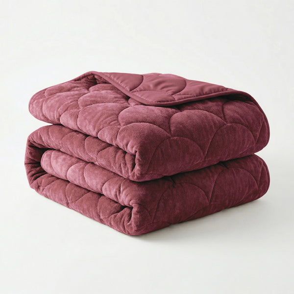 Bettdecke Ohne Bezug - Chenille Velvet Emboss - Burgundy