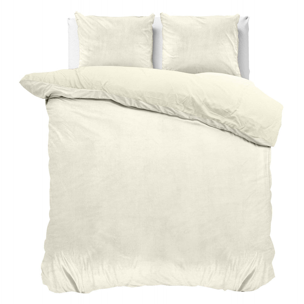 Velvet Uni Dekbedovertrek Creme