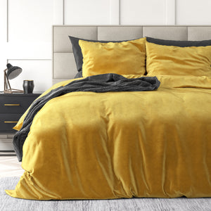 Velvet Uni Dekbedovertrek Gold