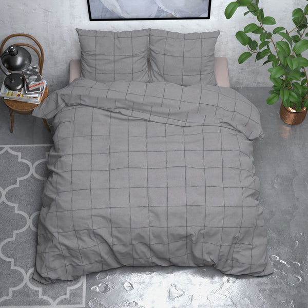 Flanel Deep check Grau