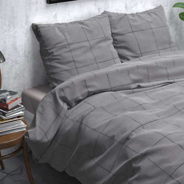 Flanel Deep check Grau