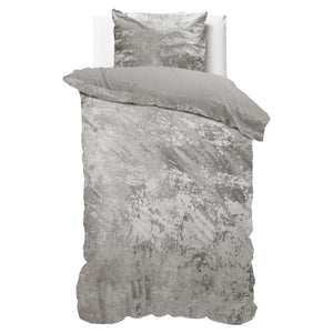 Crushed Velvet Katoen Metallic Silber