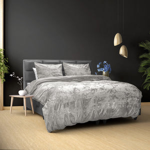 Crushed Velvet Katoen Metallic Silber