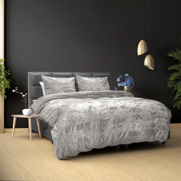 Crushed Velvet Katoen Metallic Silber