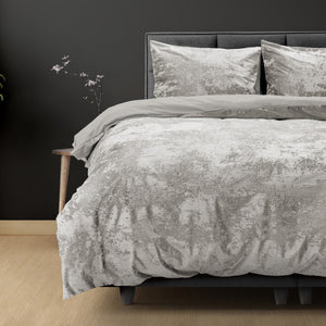 Crushed Velvet Katoen Metallic Silber