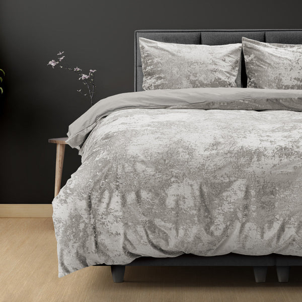 Crushed Velvet Katoen Metallic Silber