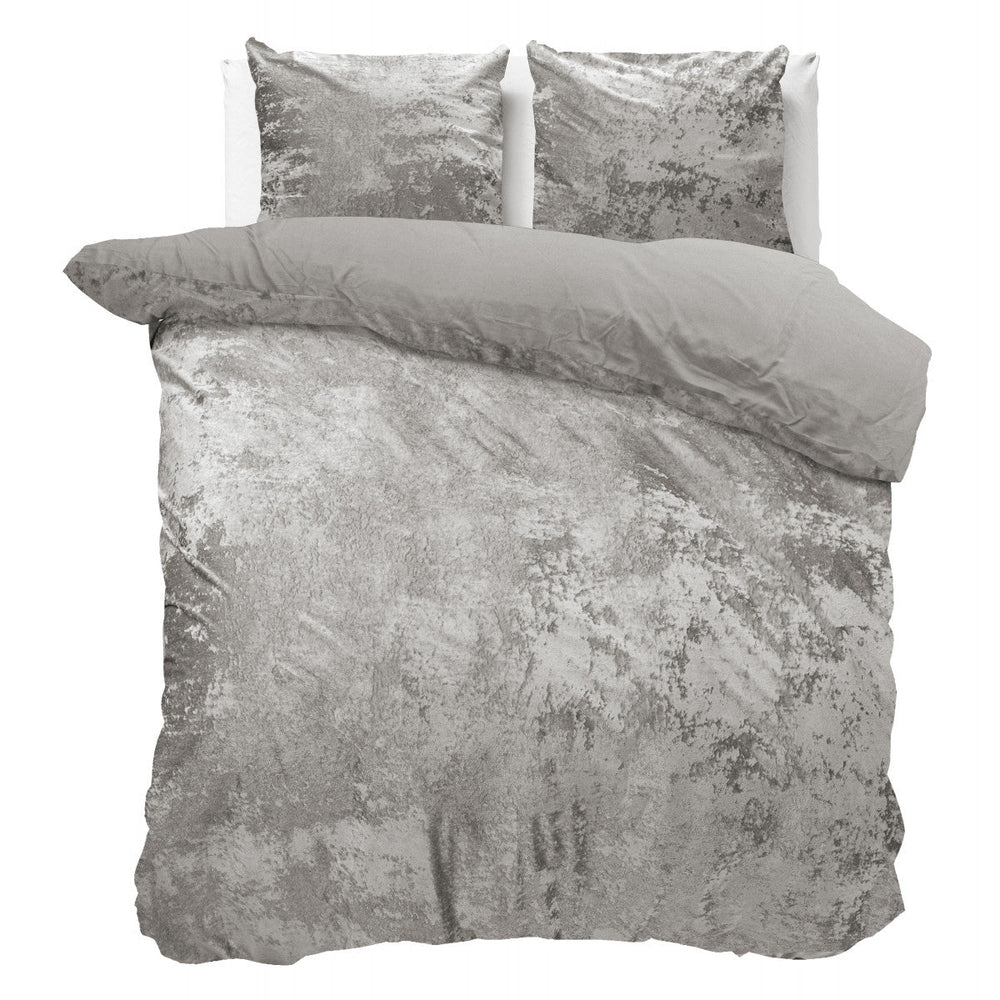 Crushed Velvet Katoen Metallic Silber
