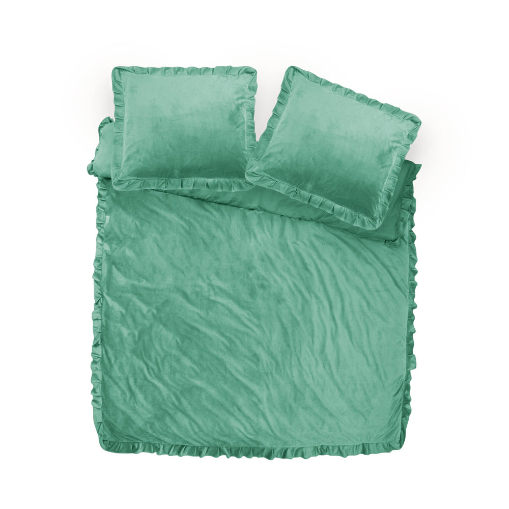 Bettbezug - Velvet Ruffles Grün