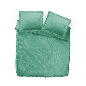 Bettbezug - Velvet Ruffles Grün