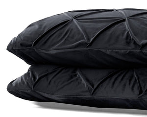 Velvet Pintuck 2pack Kissenbezüge Schwarz 60 x 70