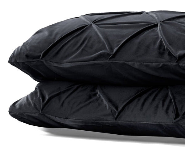 Velvet Pintuck 2pack Kissenbezüge Schwarz 60 x 70