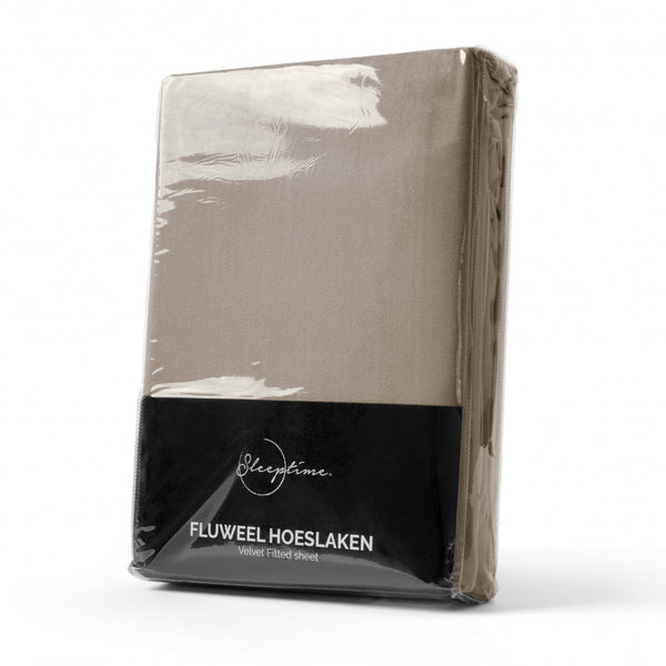 Velvet hoeslaken Taupe/Grau