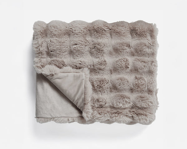 Pom Rabbit Fur plaid Taupe/Rose 150 x 200
