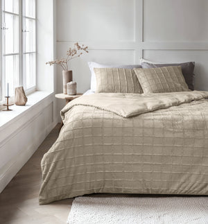 Bettbezug - Faux Fur Check Beige