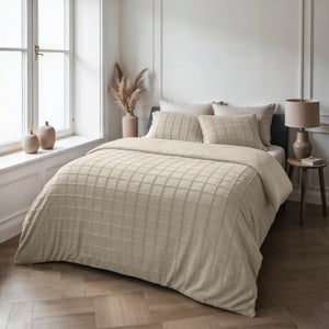 Bettbezug - Faux Fur Check Beige