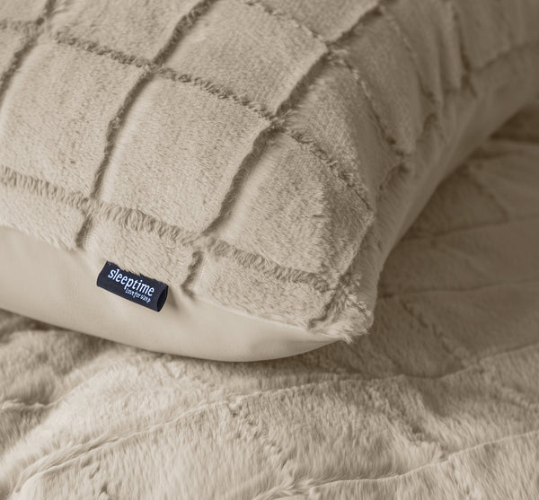 Bettbezug - Faux Fur Check Beige