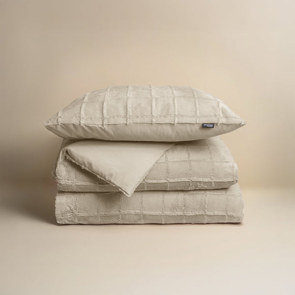 Bettbezug - Faux Fur Check Beige
