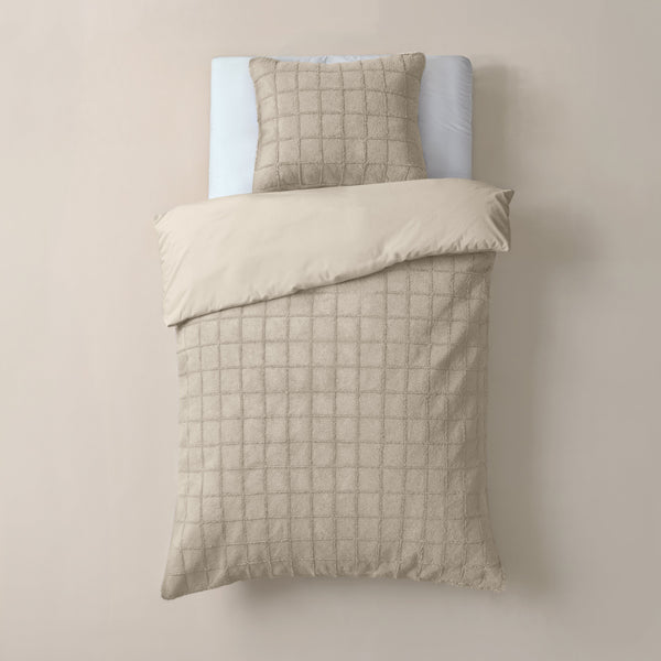 Bettbezug - Faux Fur Check Beige