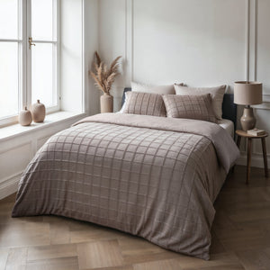 Bettbezug - Faux Fur Check Taupe