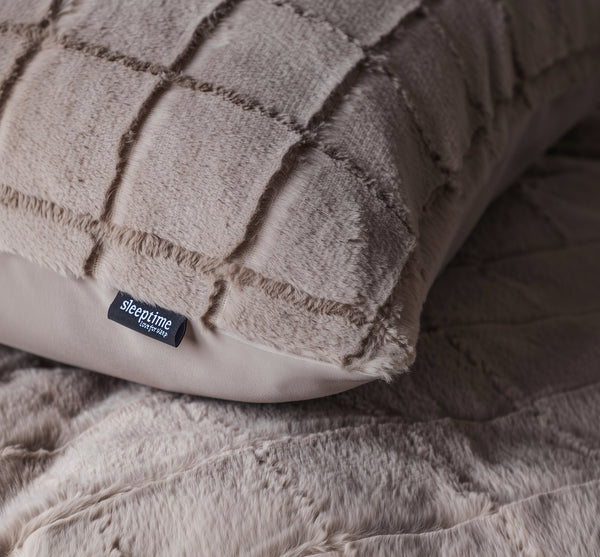 Bettbezug - Faux Fur Check Taupe