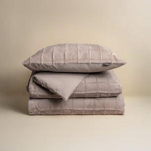 Bettbezug - Faux Fur Check Taupe