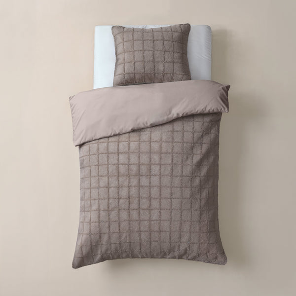Bettbezug - Faux Fur Check Taupe