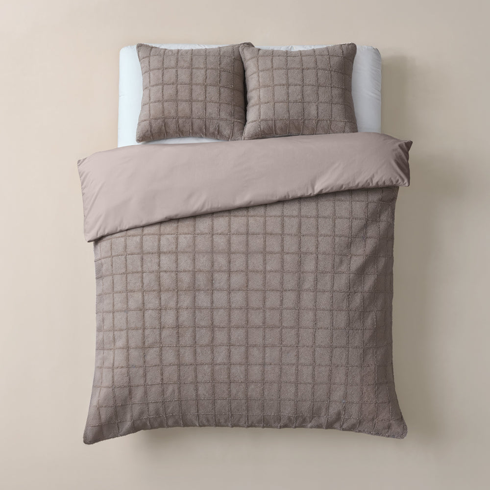 Bettbezug - Faux Fur Check Taupe
