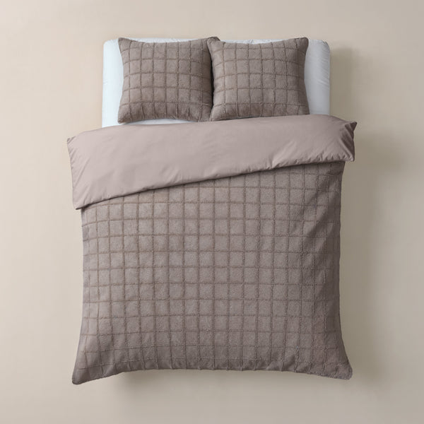 Bettbezug - Faux Fur Check Taupe
