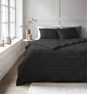 Bettbezug - Faux Fur Check Schwarz