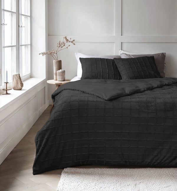 Bettbezug - Faux Fur Check Schwarz