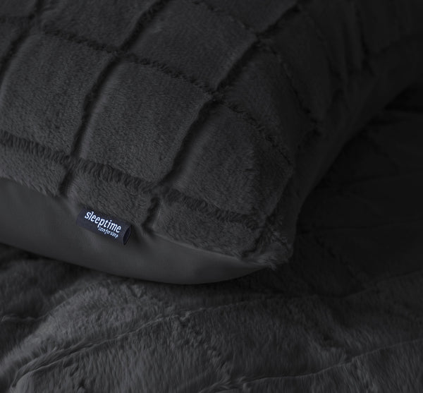 Bettbezug - Faux Fur Check Schwarz