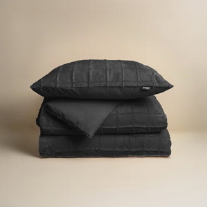 Bettbezug - Faux Fur Check Schwarz