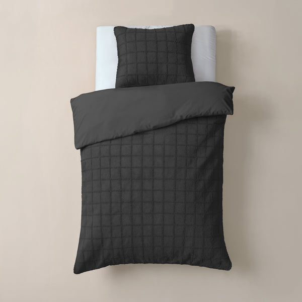 Bettbezug - Faux Fur Check Schwarz