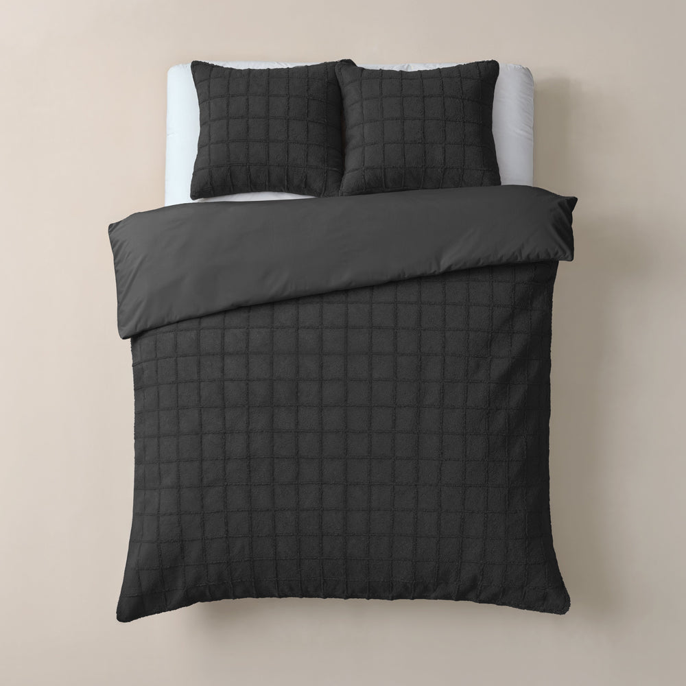 Bettbezug - Faux Fur Check Schwarz