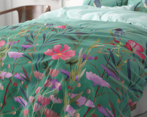 Bettbezug - Flower & Birds Turquoise