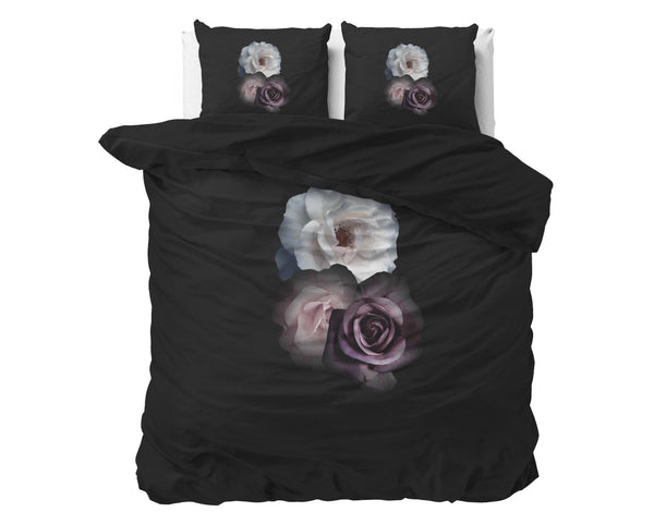 Bettbezug - Deep Flowers Schwarz