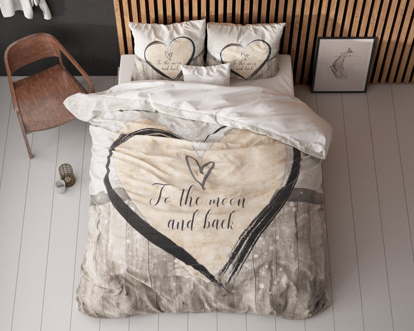 Bettbezug - Love To The Moon And Back 2 Grau