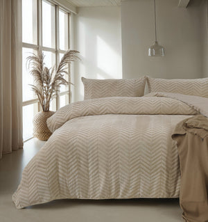 Bettbezug - Chevron Teddy Taupe