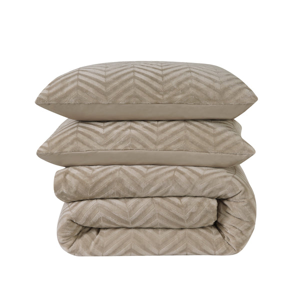 Bettbezug - Chevron Teddy Taupe