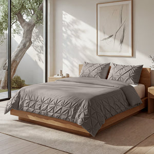 Bettbezug - Border Pintuck Taupe/Grau