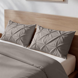 Bettbezug - Border Pintuck Taupe/Grau