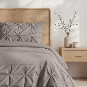 Bettbezug - Border Pintuck Taupe/Grau