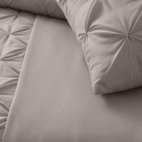 Bettbezug - Border Pintuck Taupe/Grau
