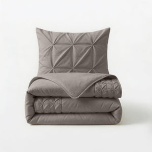 Bettbezug - Border Pintuck Taupe/Grau