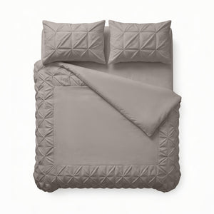 Bettbezug - Border Pintuck Taupe/Grau